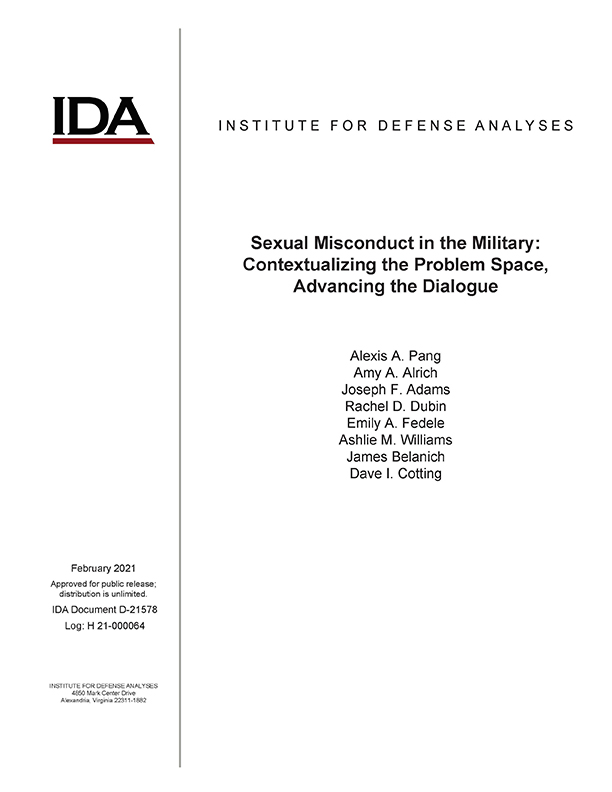 document cover, Sexual Misconduct in the Military: Contextualizing the Problem Space, Advancing the Dialogue