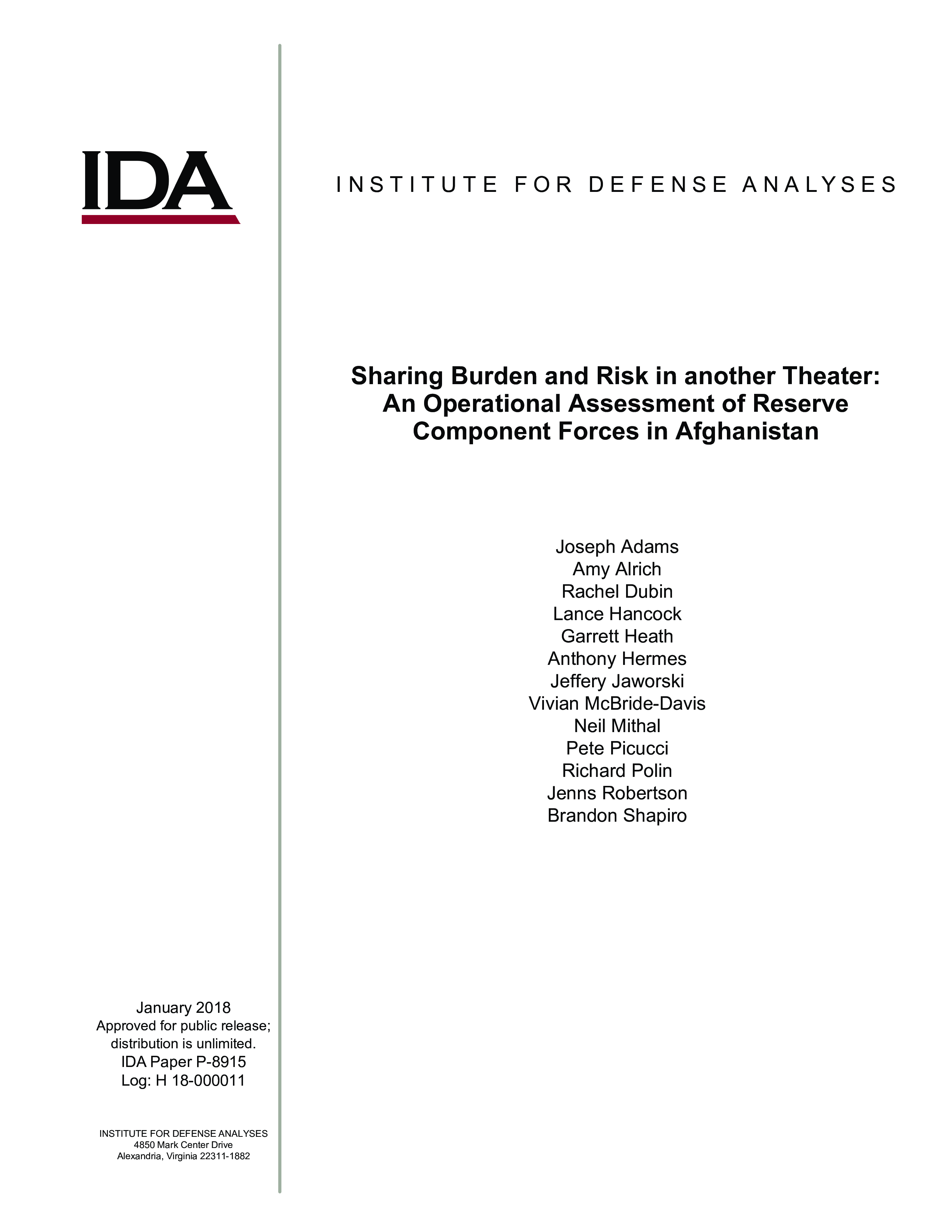 Sharing Burden and Risk in another Theater: An Operational Assessment of Reserve Component Forces in Afghanistan