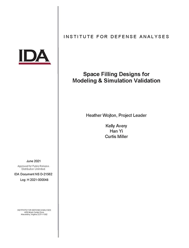 document cover, Space Filling Designs for Modeling & Simulation Validation