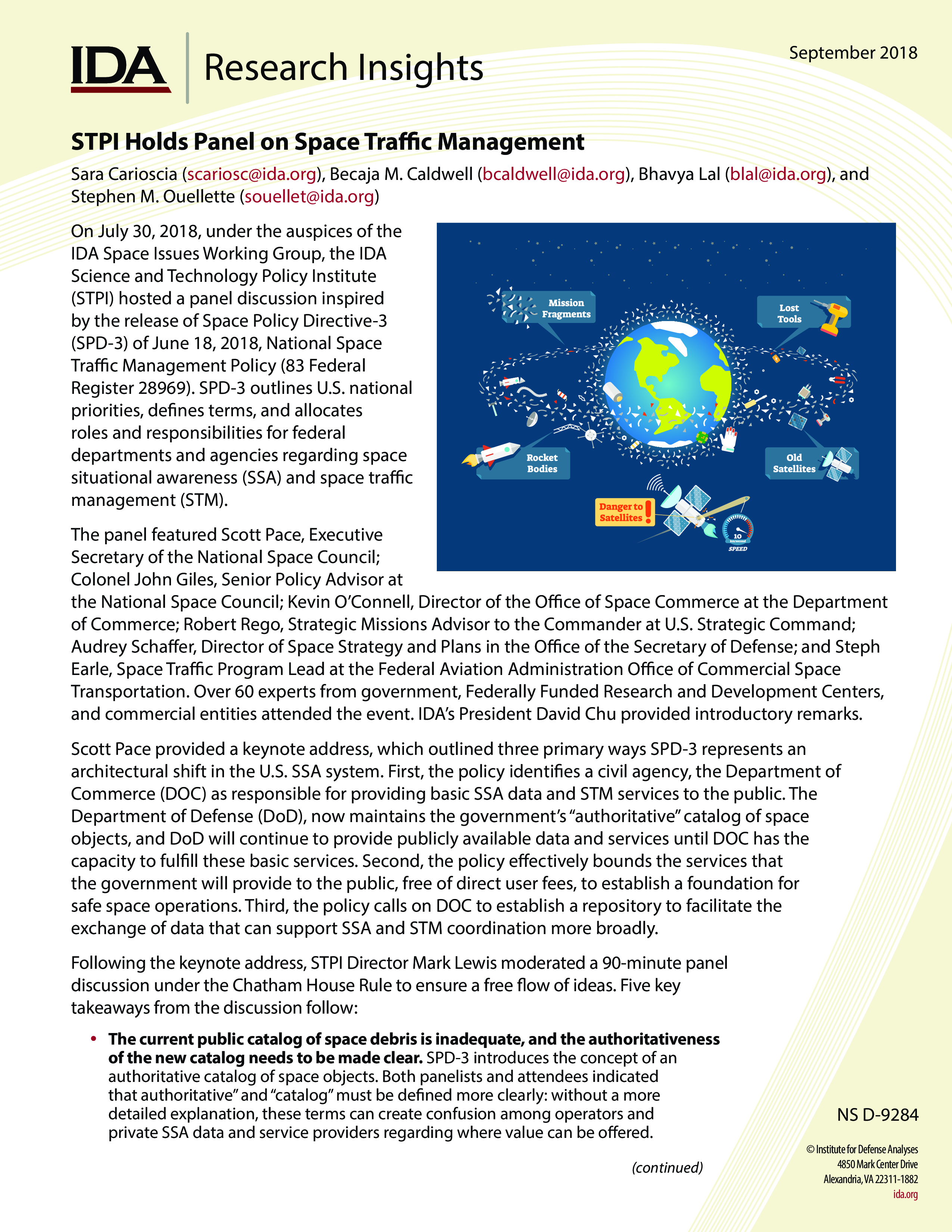 STPI Holds Panel on Space Traffic Management