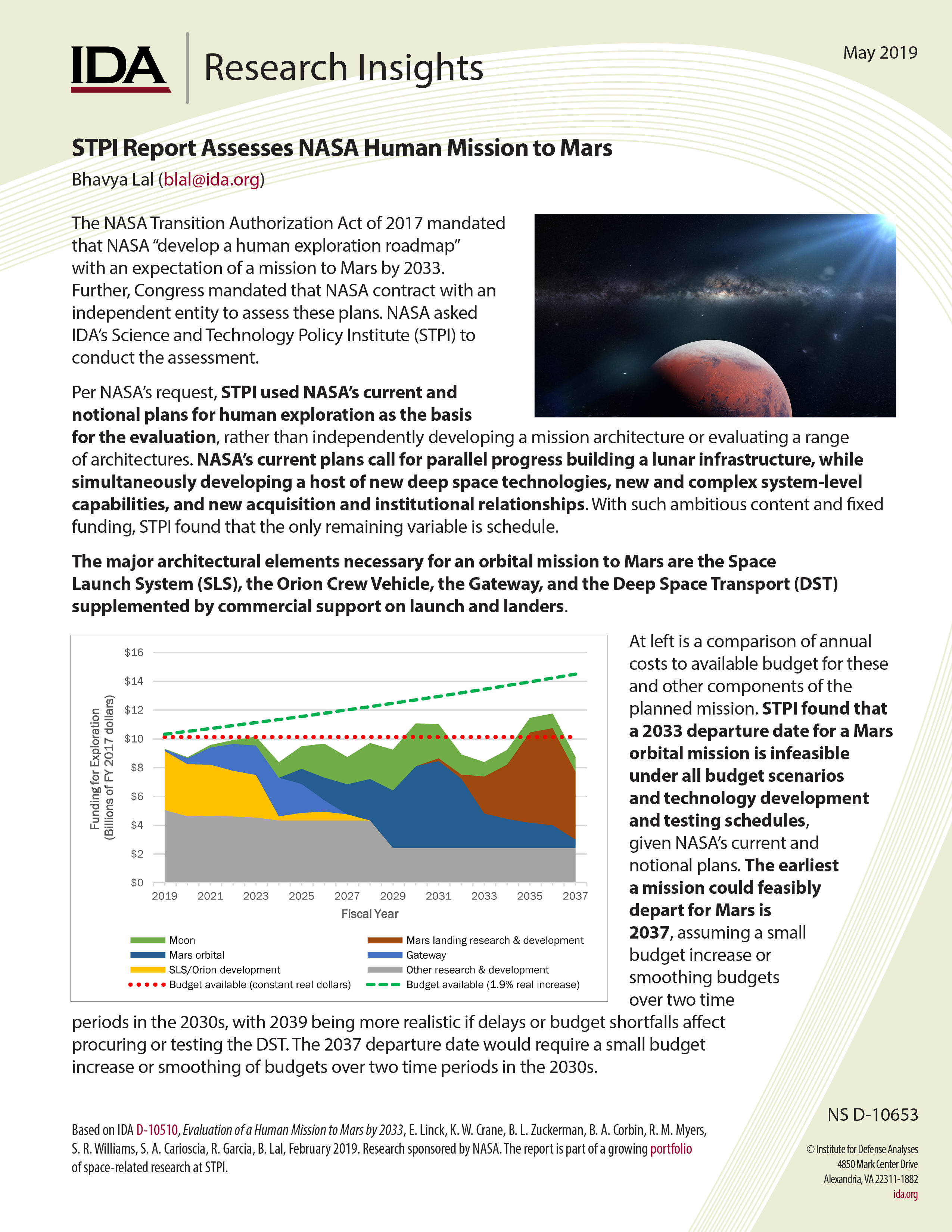 Research Insight - STPI Report Assesses NASA Human Mission to Mars