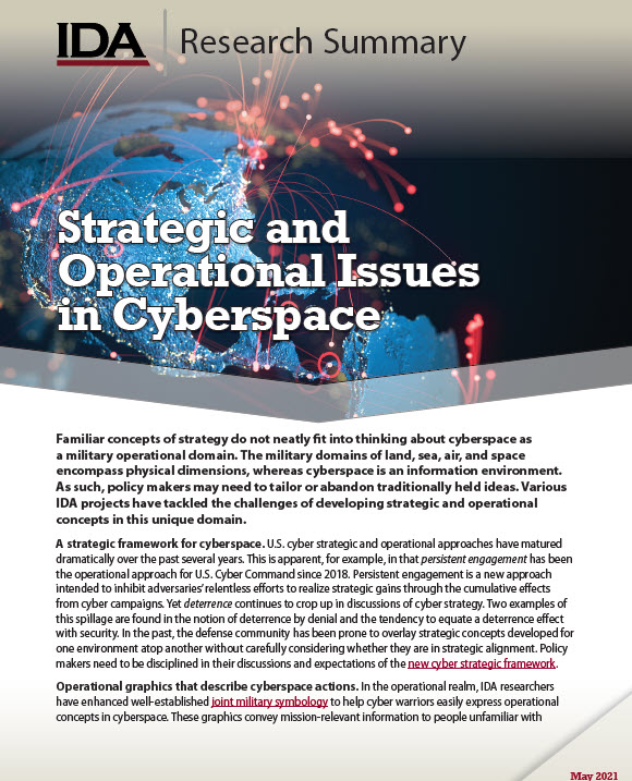 document cover, Strategic and Operational Issues in Cyberspace
