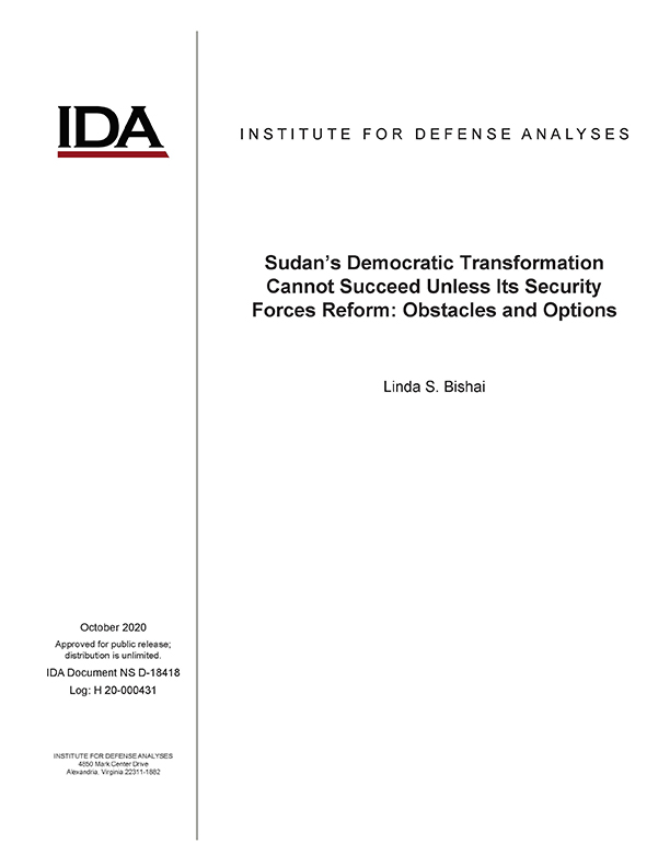 document cover, Sudan’s Democratic Transformation Cannot Succeed Unless Its Security Forces Reform: Obstacles and Options