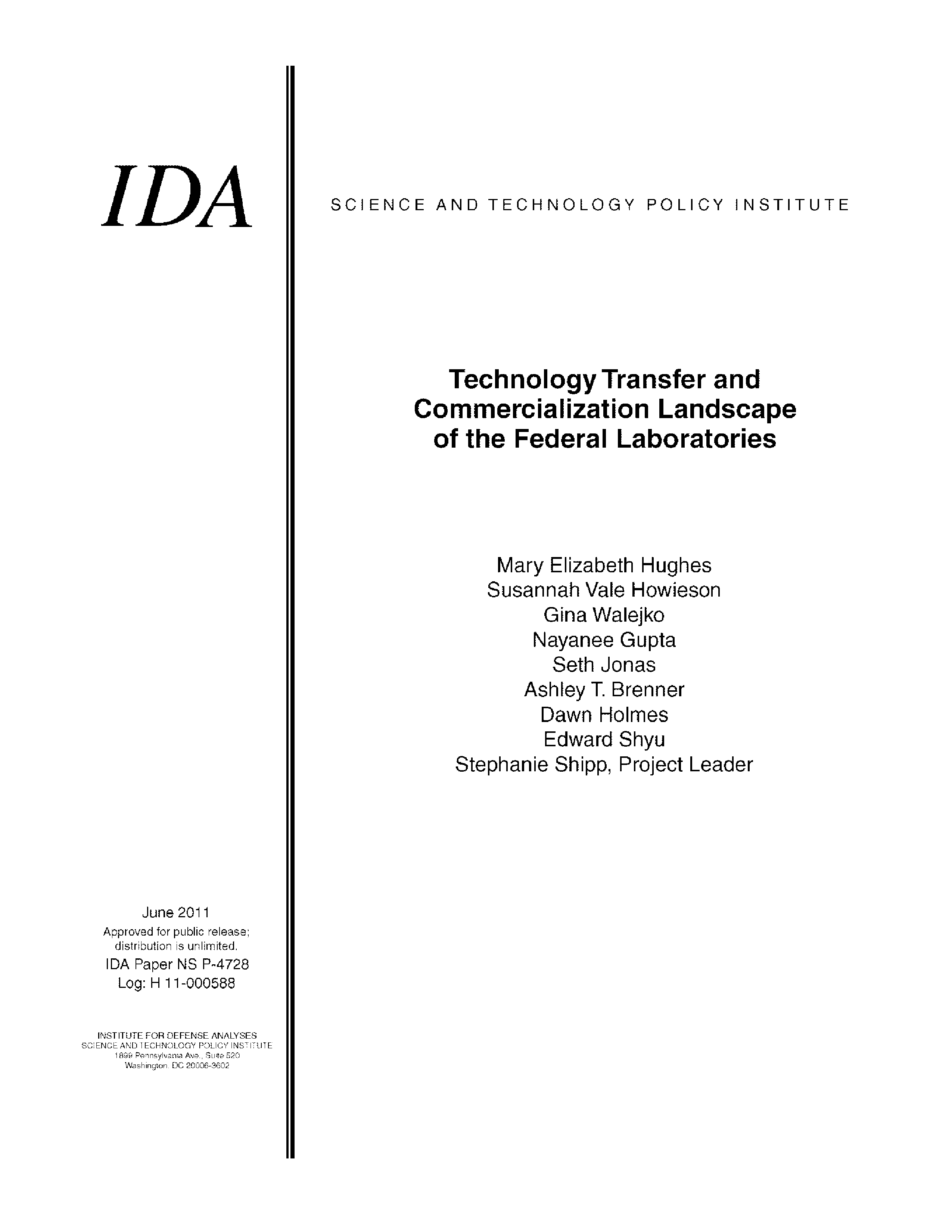 Technology Transfer and Commercialization Landscape of the Federal Laboratories