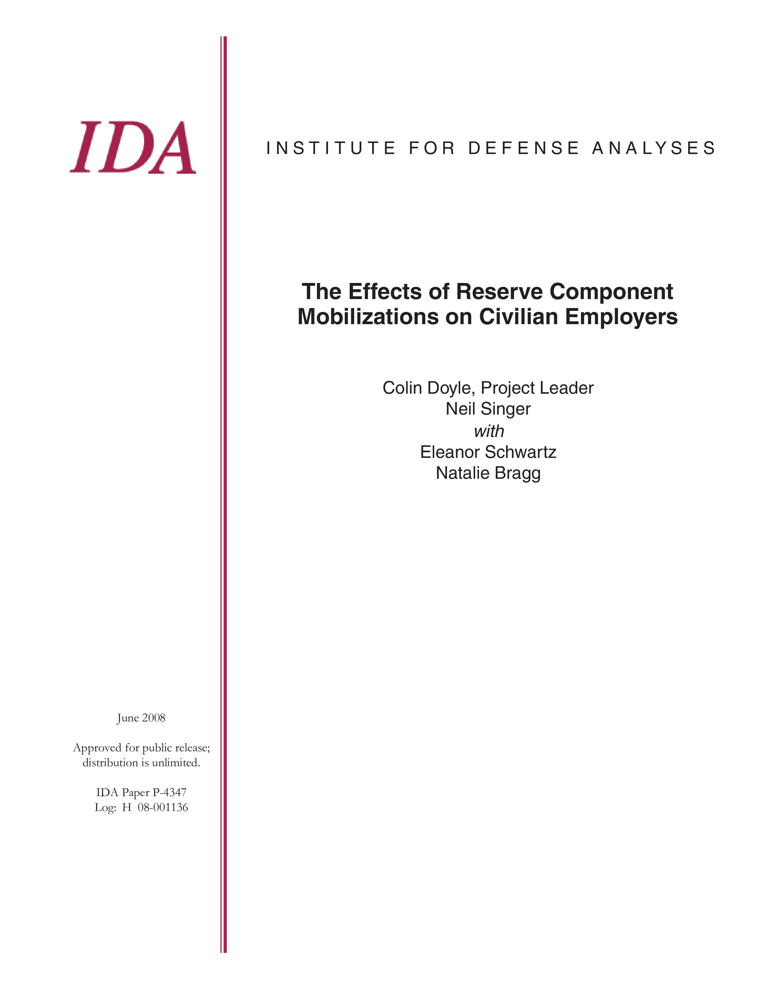 The Effects of Reserve Component Mobilizations on Civilian Employers
