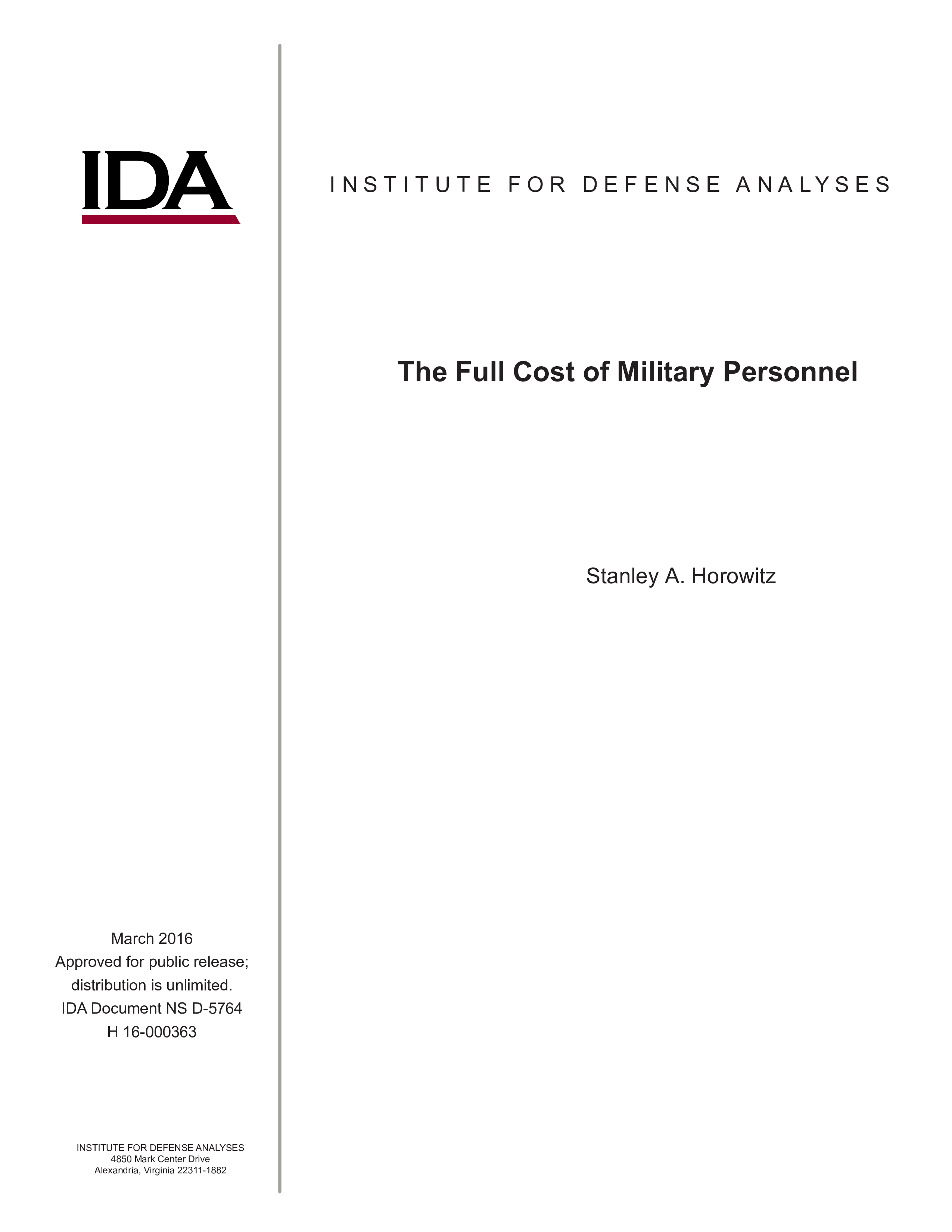 The Full Cost of Military Personnel