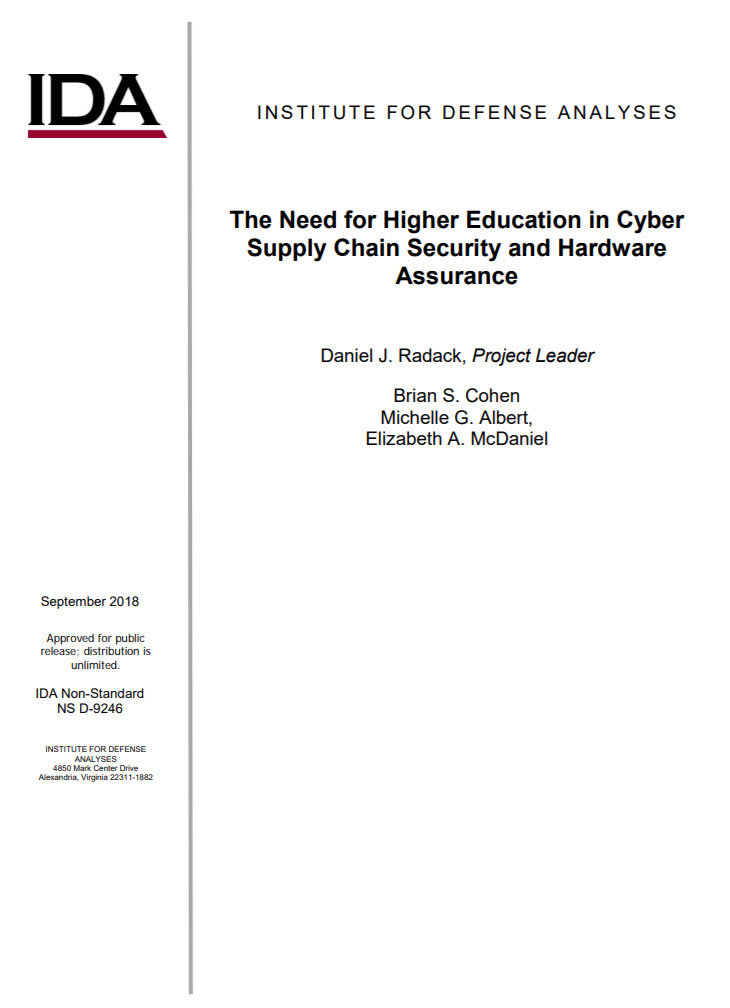The Need for Higher Education in Cyber Supply Chain Security and Hardware Assurance
