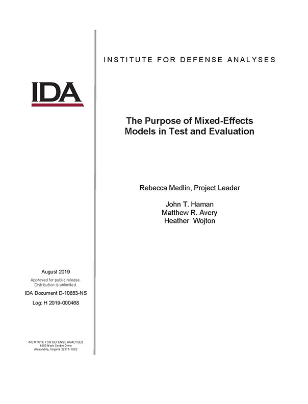 document cover, The Purpose of Mixed-Effects Models in Test and Evaluation