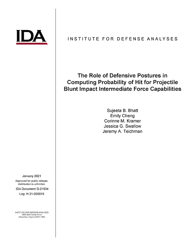 document cover, The Role of Defensive Postures in Computing Probability of Hit for Projectile Blunt Impact Intermediate Force Capabilities