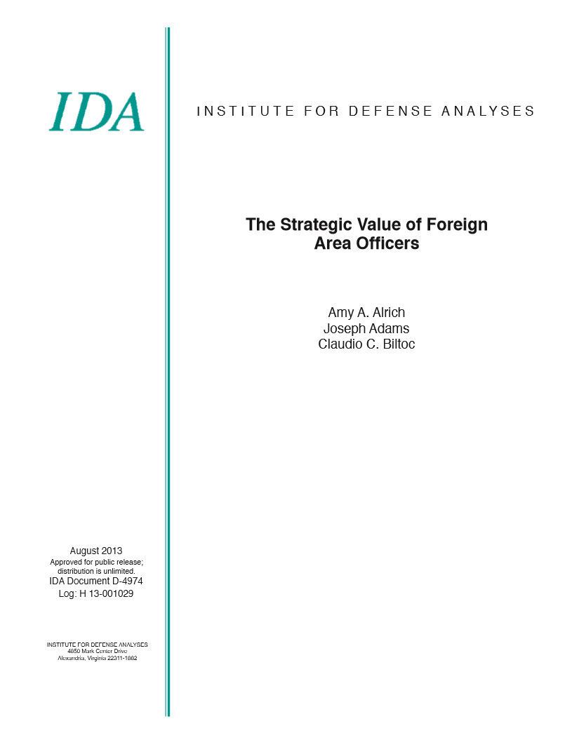 document cover, The Strategic Value of Foreign Area Officers