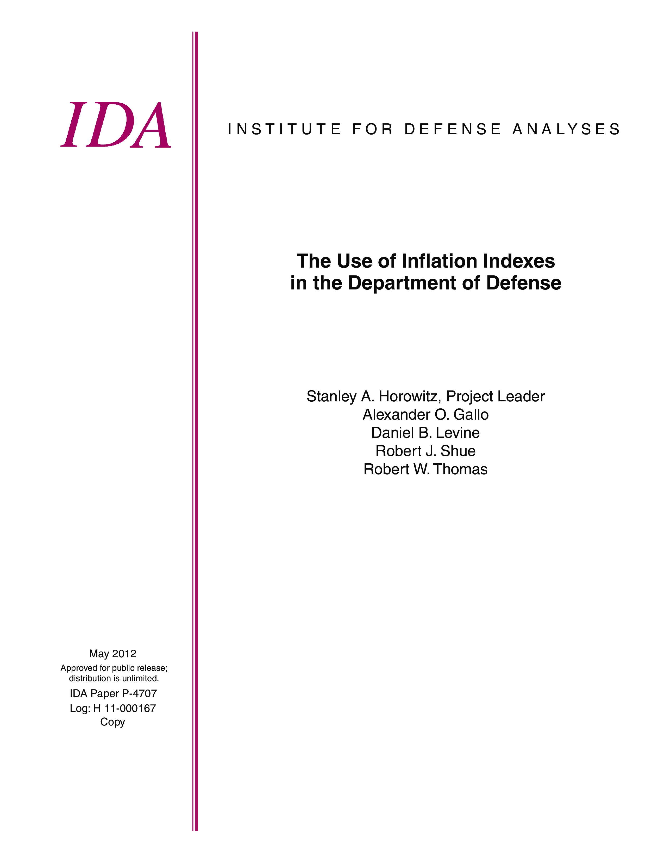 The Use of Infration Indexes in the Department of Defense