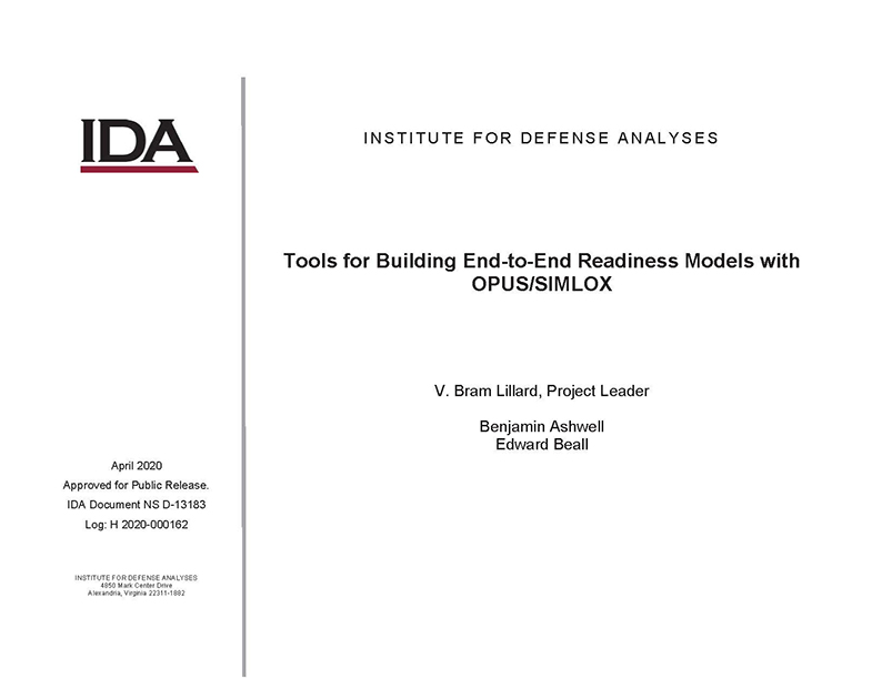 Tools for Building End-to-End Readiness Models with OPUS/SIMLOX, document cover