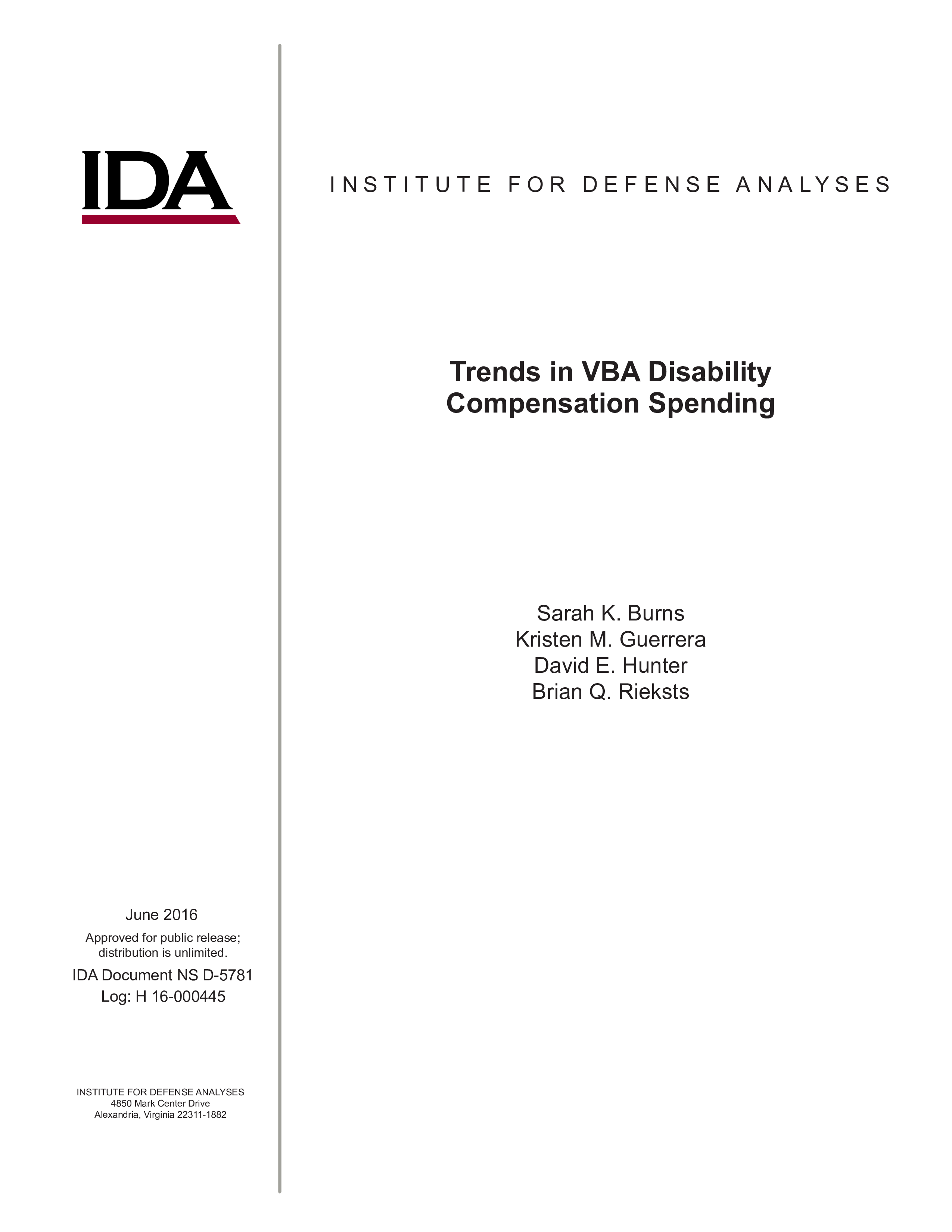 Trends in VBA Disability Compensation Spending