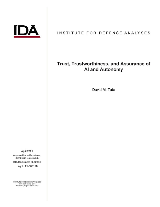 document cover, Trust, Trustworthiness, and Assurance of AI and Autonomy