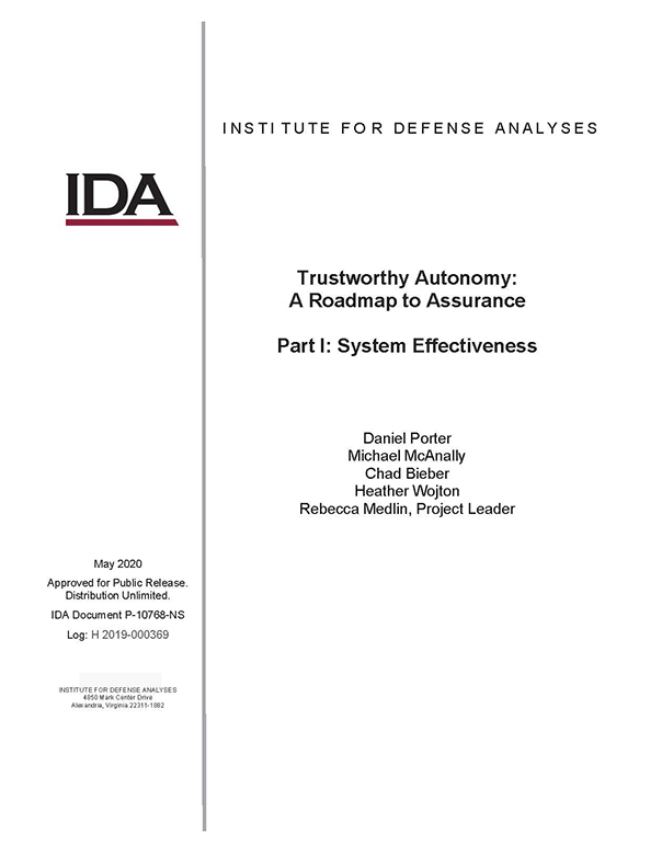 document cover, Trustworthy Autonomy: A Roadmap to Assurance, Part 1: System Effectiveness