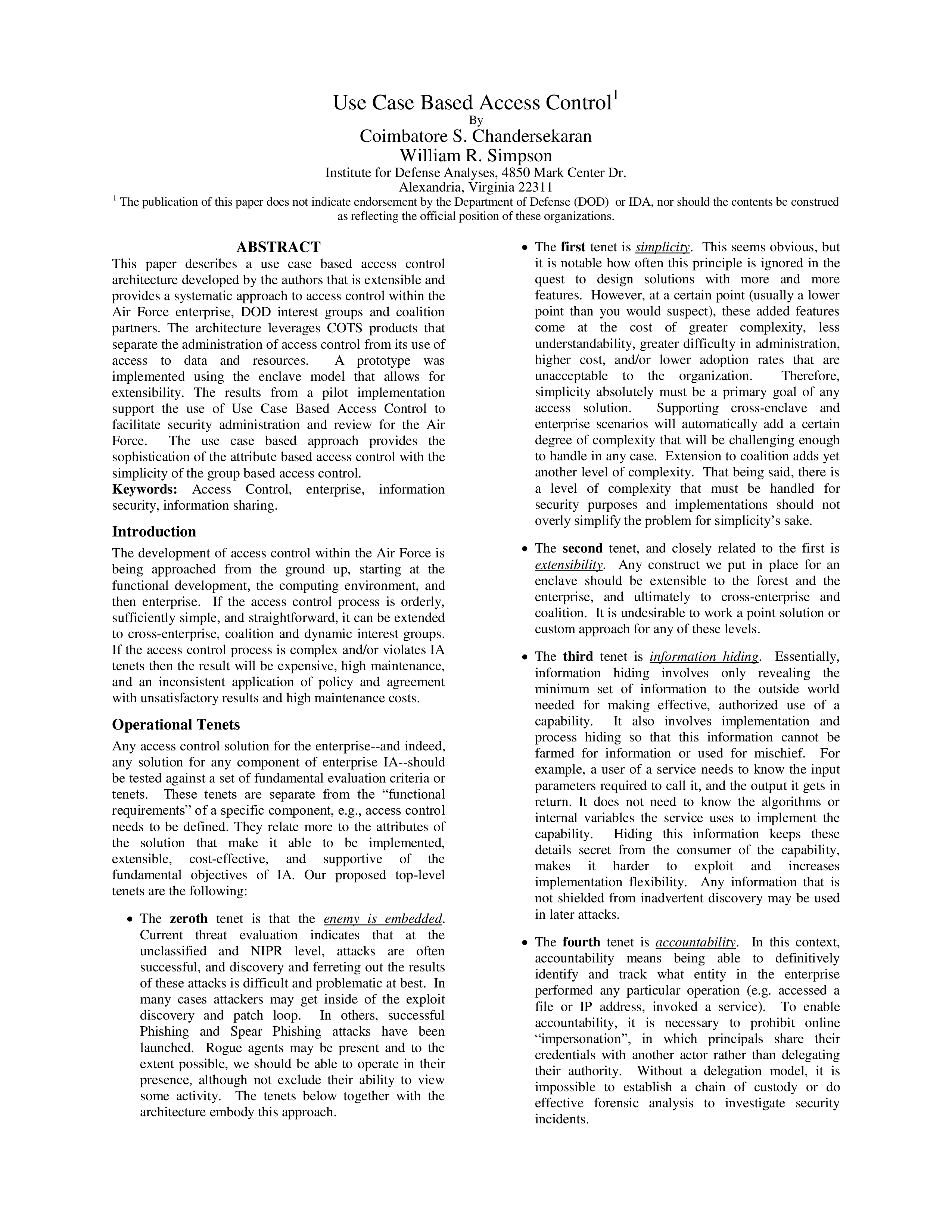 Use Case Based Access Control