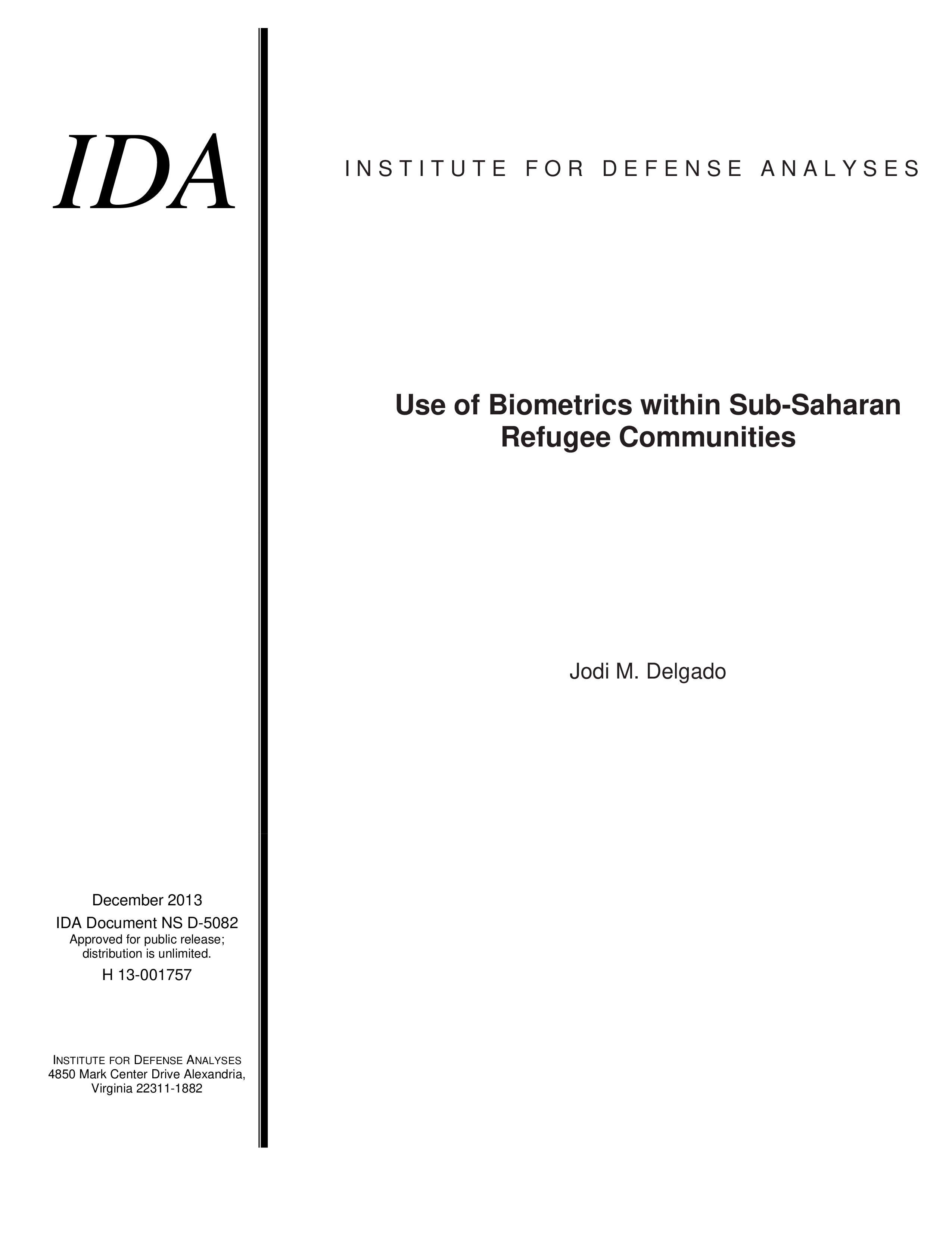 Use of Biometrics within Sub-Saharan Refugee Communities