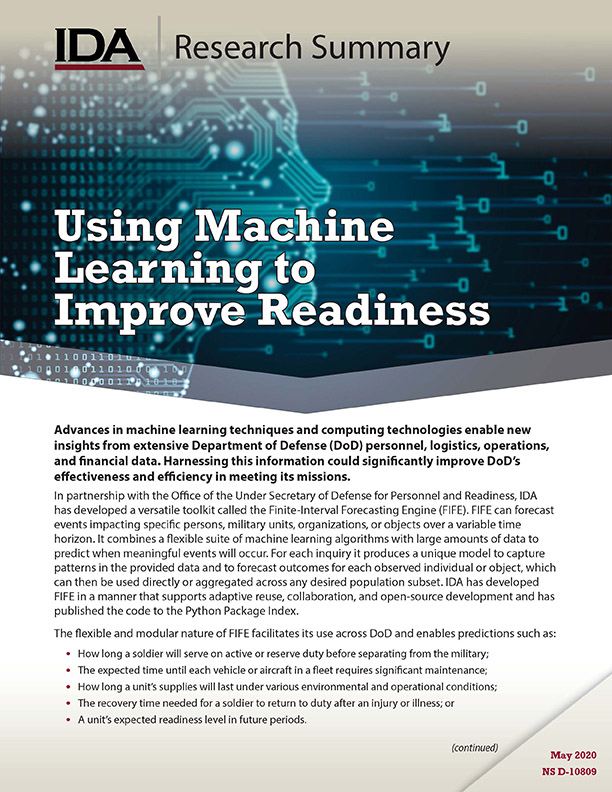document cover, Using Machine Learning to Improve Readiness