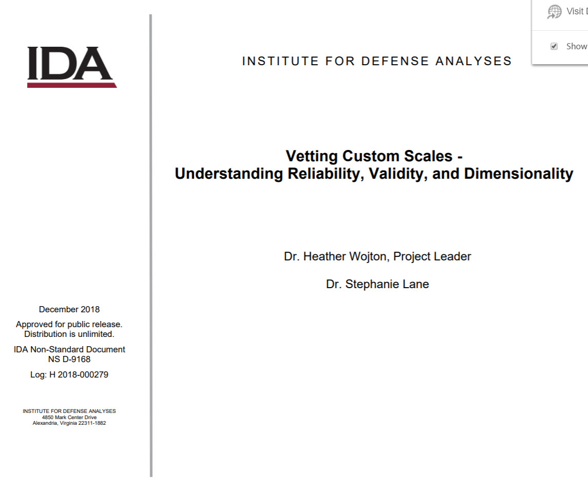 Vetting Custom Scales - Understanding Reliability, Validity, and Dimensionality