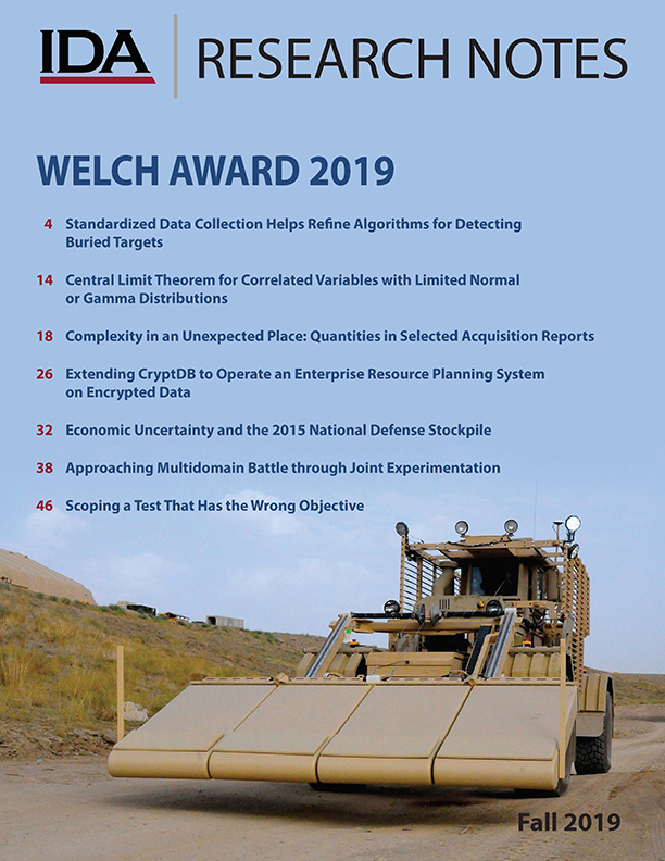 document cover, IDA Research Notes – Welch Award 2019