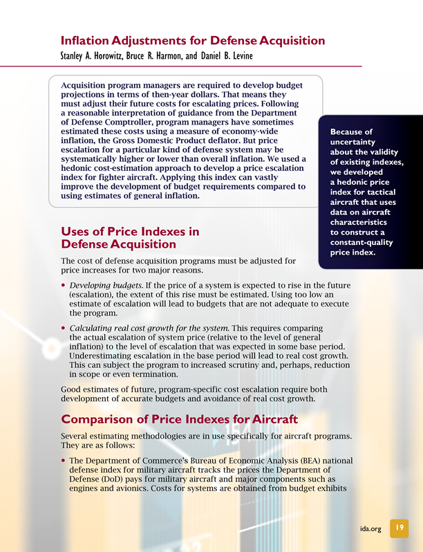 Welch Awards 2017 - Inflation Adjustments for Defense Acquisition