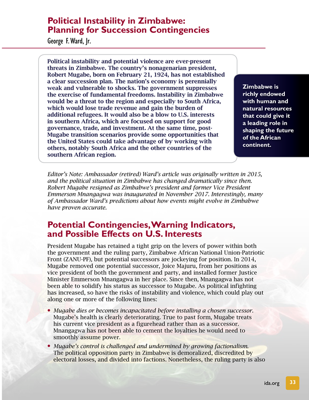 Research Notes - Welch Award 2017 - Political Instability in Zimbabwe: Planning for Succession Contingencies