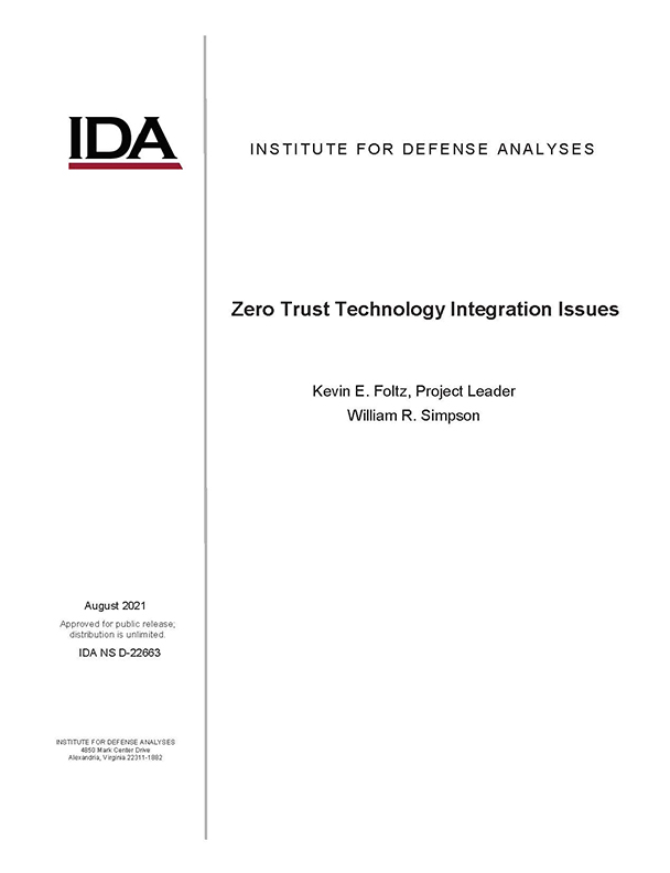 document cover, Zero Trust Technology Integration Issues