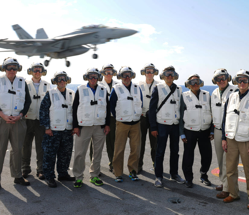 photo, Researchers from OED’s Naval Warfare group aboard naval vessel